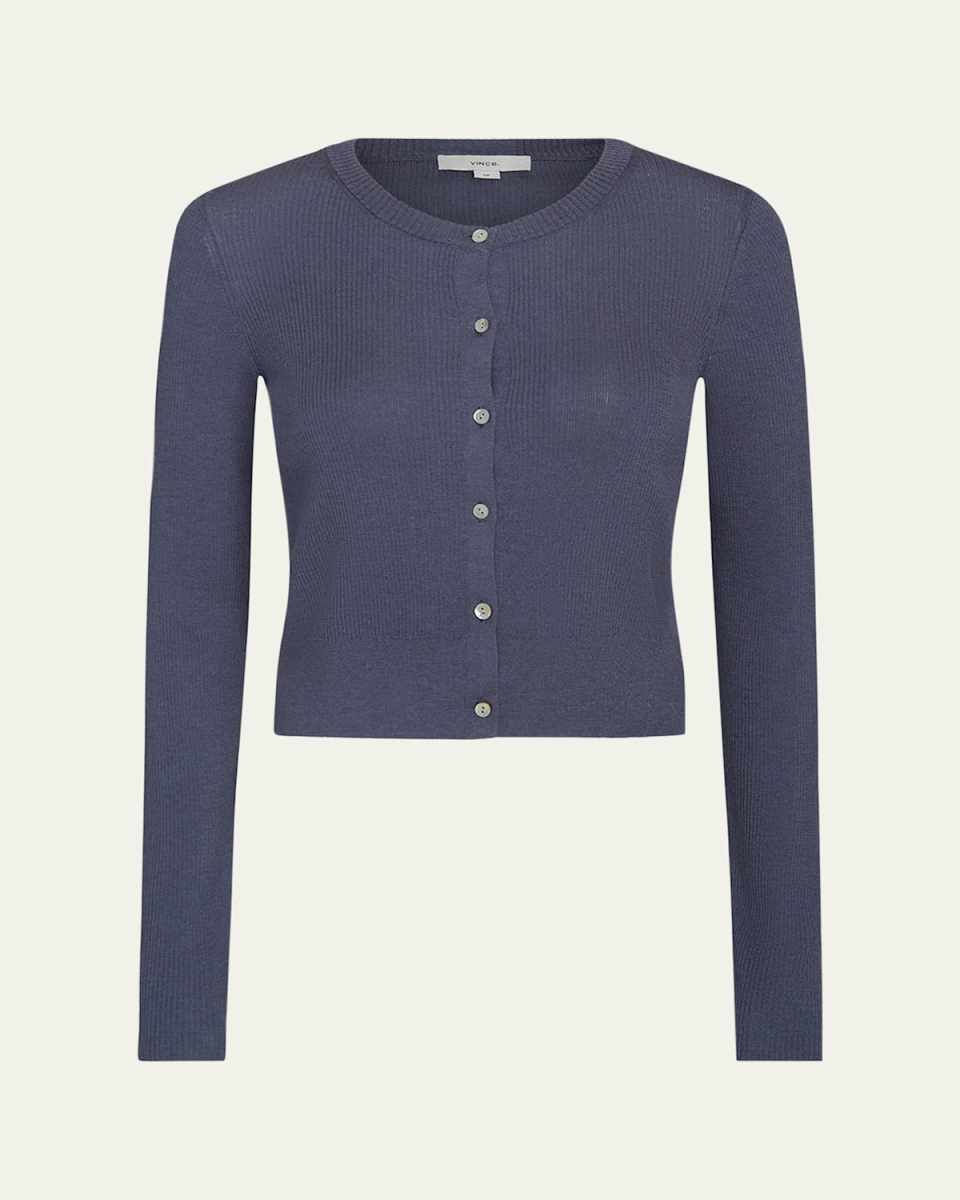 Slim Ribbed Silk-Cashmere Cardigan